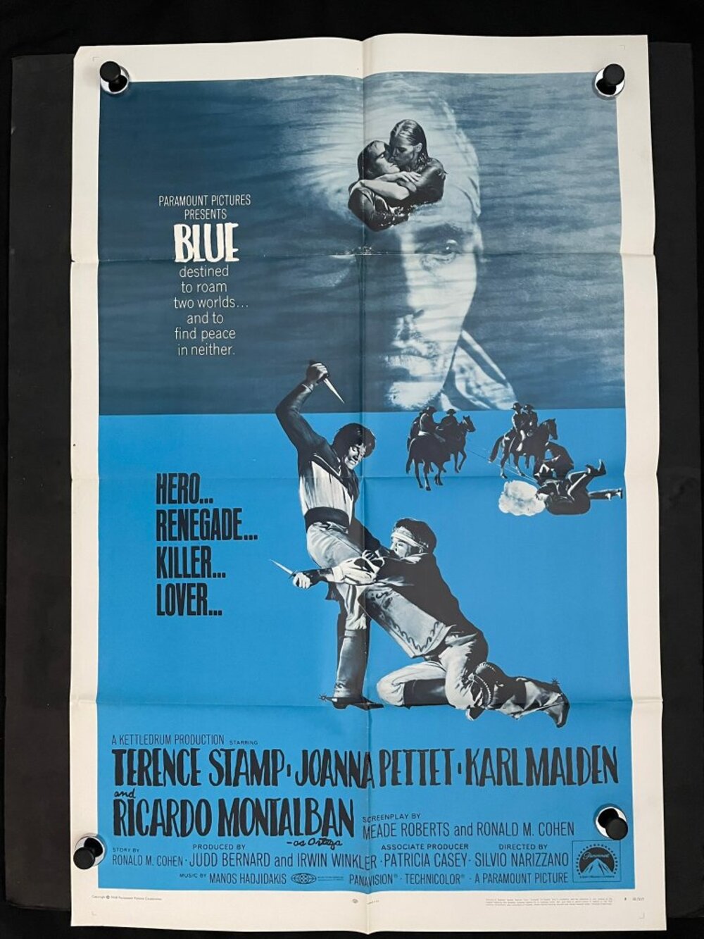 1968 Terence Stamp film "Blue" original one-sheet movie poster
